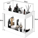 Storage Pull, 2 Tier Under-Sink Drawer 4 Hook 1 Cup, Black Under Sliding Cabinet Basket Organizer for Bathroom/Kitchen